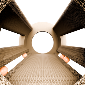 View from inside the cat litter box with integrated balls
